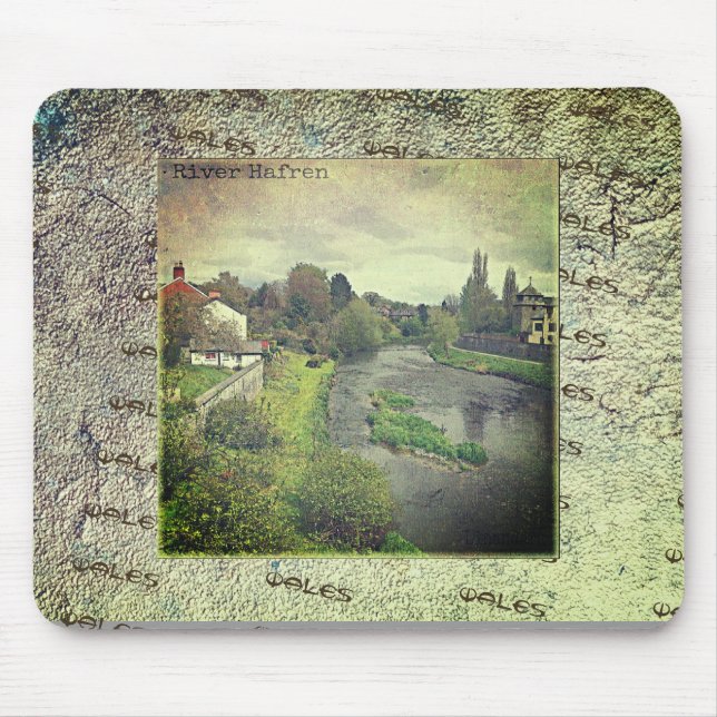 Floden Hafren i Newtown, Powys, Wales Musmatta (Framsidan)
