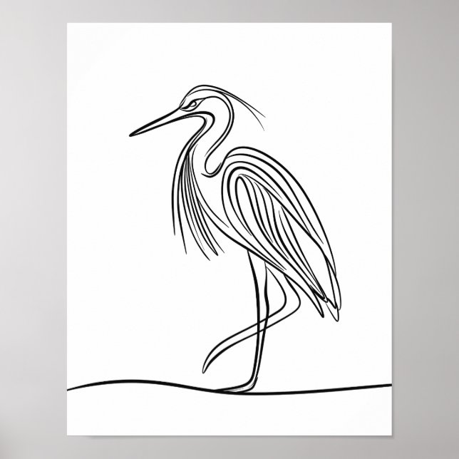 Floden Heron Line Art Poster Irish Wildlife (Framsidan)