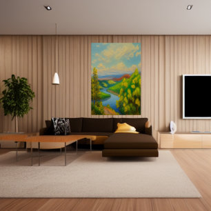 Floden i skogen AI Art Poster