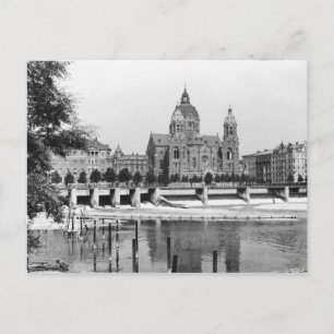 Floden Isar i München, 1910 Vykort