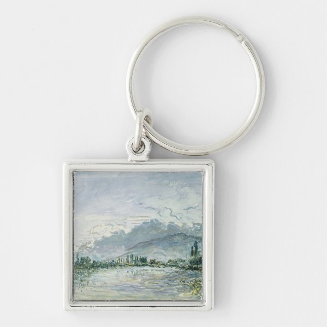 Floden Isere på Grenoble, 1877 Fyrkantig Silverfärgad Nyckelring (Framsidan)