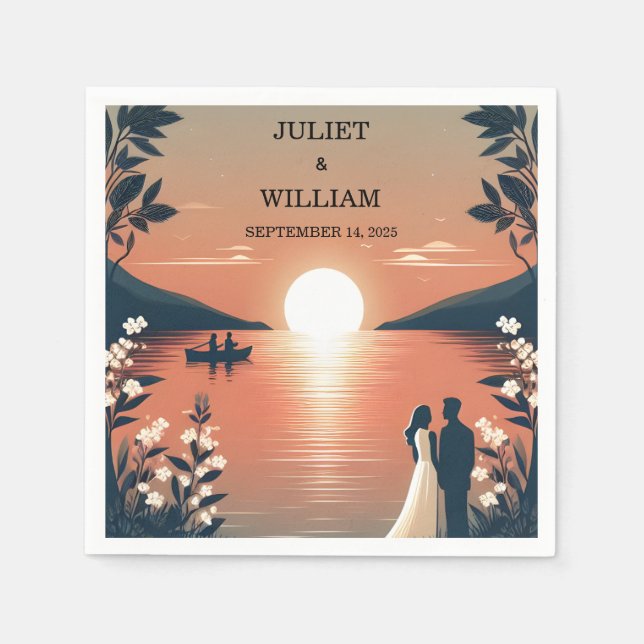 Floden Lakeside Bröllop utanför Sjö Pappersservett (Framsidan)