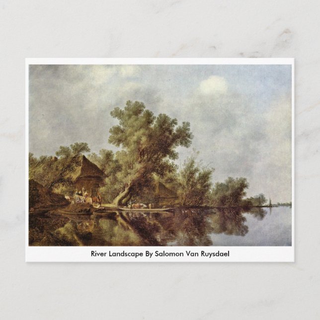 Floden Landskap av Salomon Van Ruysdael Vykort (Framsida)
