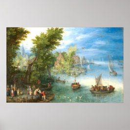Floden Landskap - Jan Brueghel Fine Art Poster