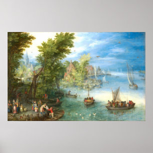 Floden Landskap - Jan Brueghel Fine Art Poster