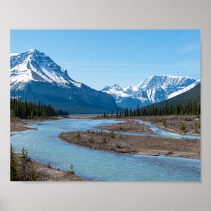 Floden längs Icefields Parkway Highway 93 - Kanada Poster