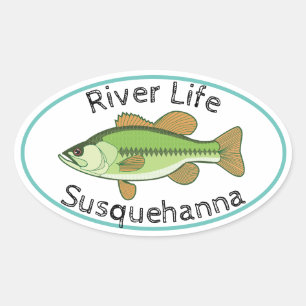 Floden Life Largemouth Bass - Susquehanna Ovalt Klistermärke