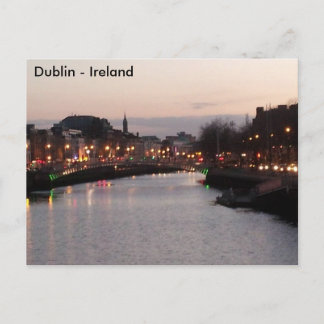 Floden Liffey night, Dublin City, Ireland Postcard Vykort