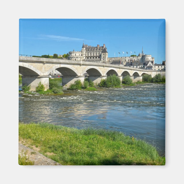 Floden Loire och bron i Amboise i Frankrike Postca Magnet (Framsidan)