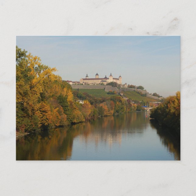 Floden Main och Marienberg Fortress, Würzburg Vykort (Framsida)