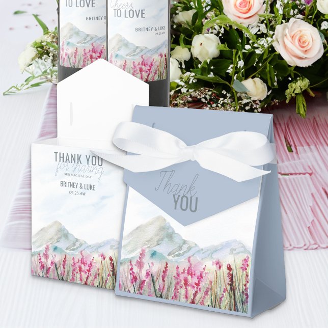 Floden Meadow Bröllop Watercolor liggande Presentaskar (Wedding thank you favor boxes from Mountain Meadow collection)