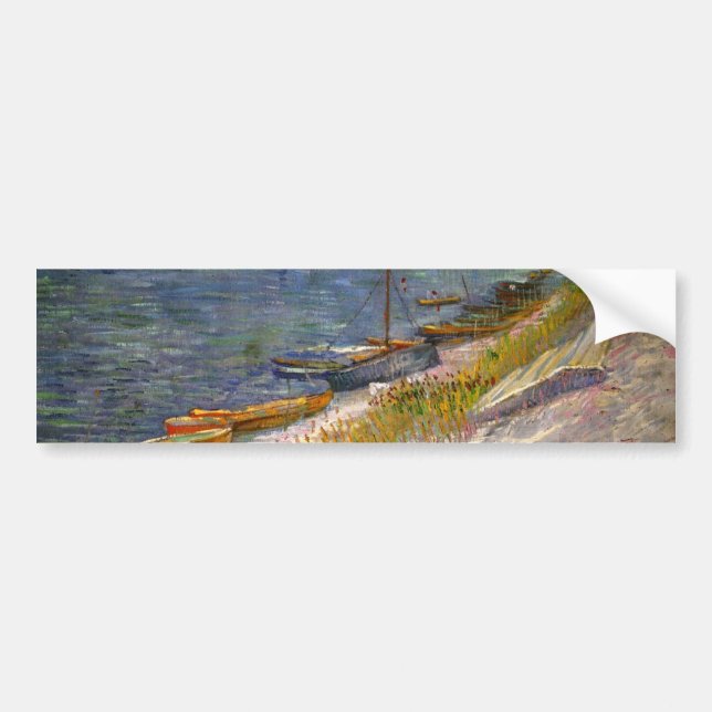 Floden med Rthing Boats av Vincent van Gogh Bildekal (Framsidan)