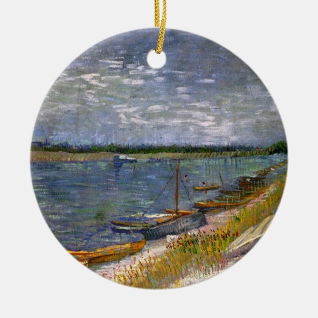Floden med Rthing Boats av Vincent van Gogh Julgransprydnad Keramik (Framsidan)