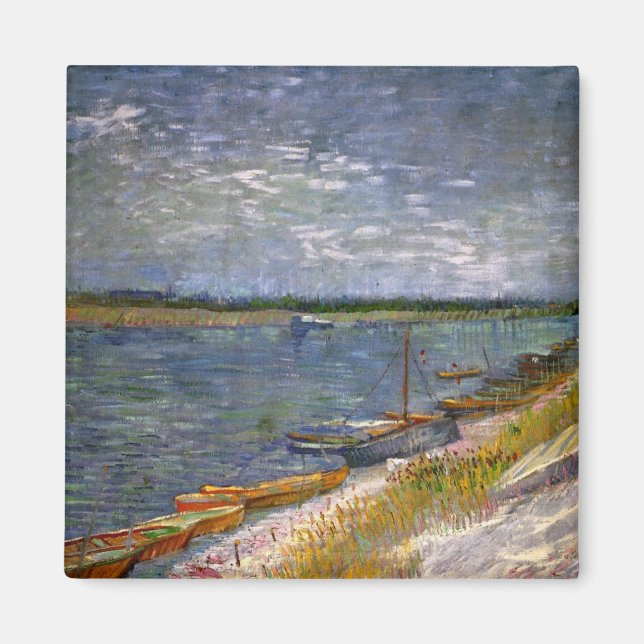 Floden med Rthing Boats av Vincent van Gogh Magnet (Framsidan)