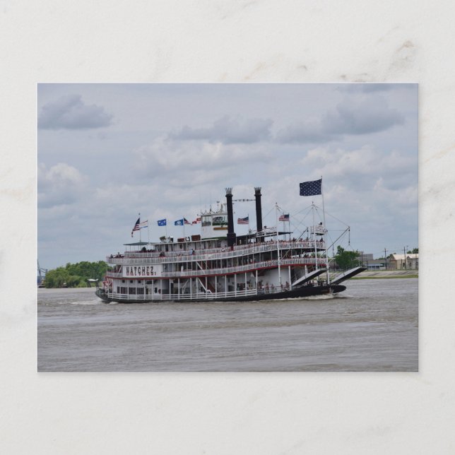 Floden Mississippi Boat New Orleans Vykort (Framsida)