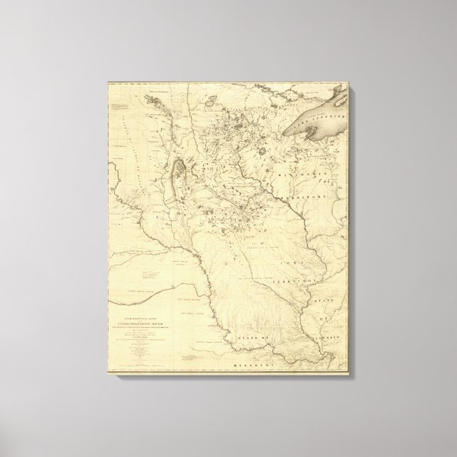 Floden Mississippis hydrografiska avrinningsområde Canvastryck (Framsida)