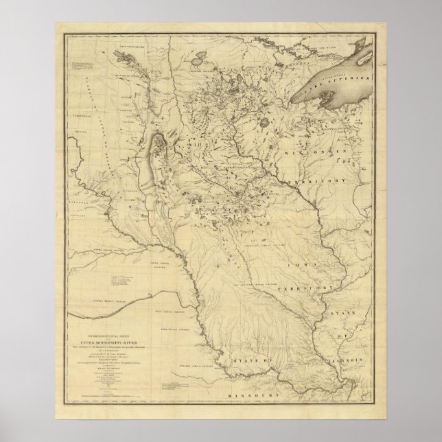Floden Mississippis hydrografiska avrinningsområde Poster (Framsidan)