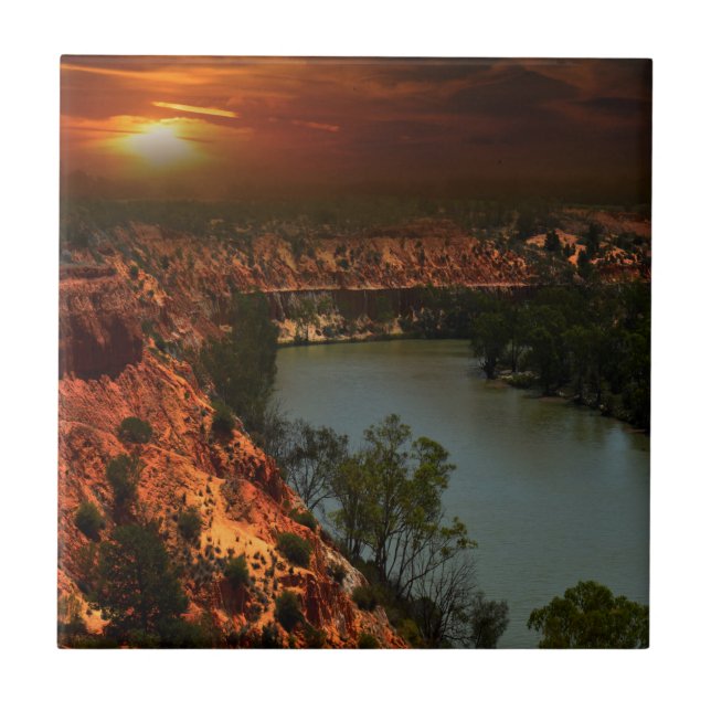 Floden Murray Australia Sunset, Ceramic Tile Kakelplatta (Framsidan)