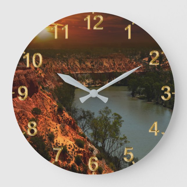 Floden Murray Australia Sunset, Wall Clock Stor Klocka (Framsida)