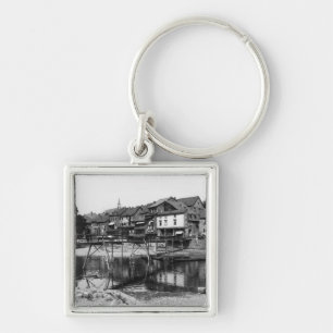 Floden Nahe, dåliga Kreuznach, c.1910 Fyrkantig Silverfärgad Nyckelring