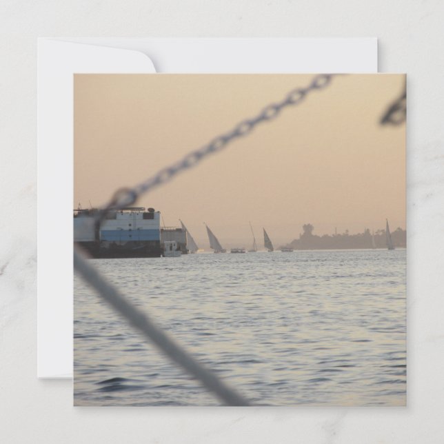 Floden Nile Sunset Flat Greeting Card Kort (Framsida)