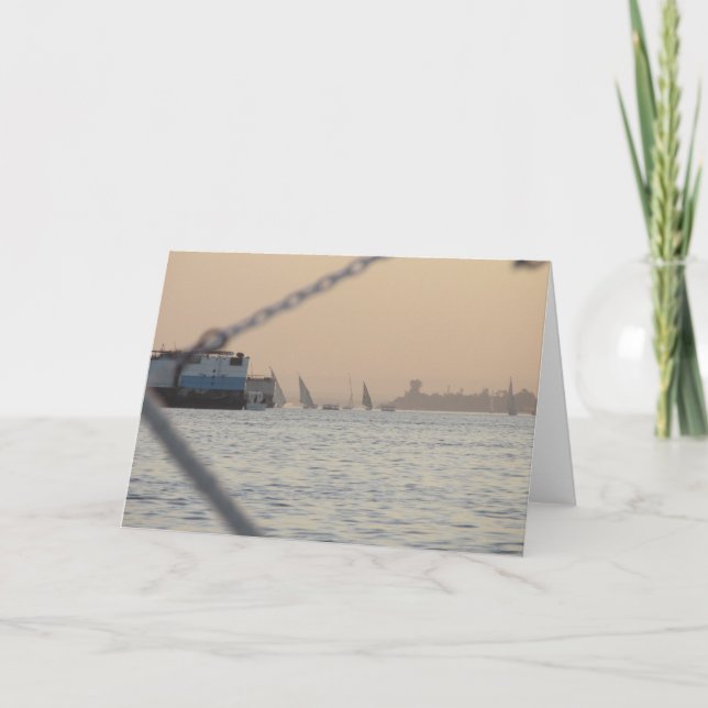 Floden Nile Sunset Foleting Card Kort (Framsida)