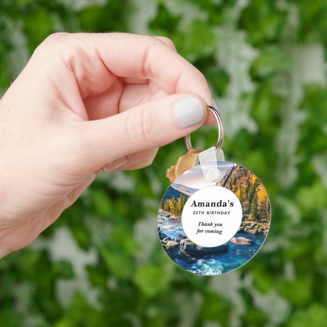 Floden och bergen Photo Party Tack Nyckelring (Hand)