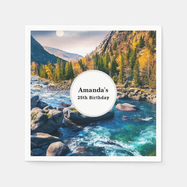 Floden och bergen Scenia Photo Birthday Pappersservett (Framsidan)