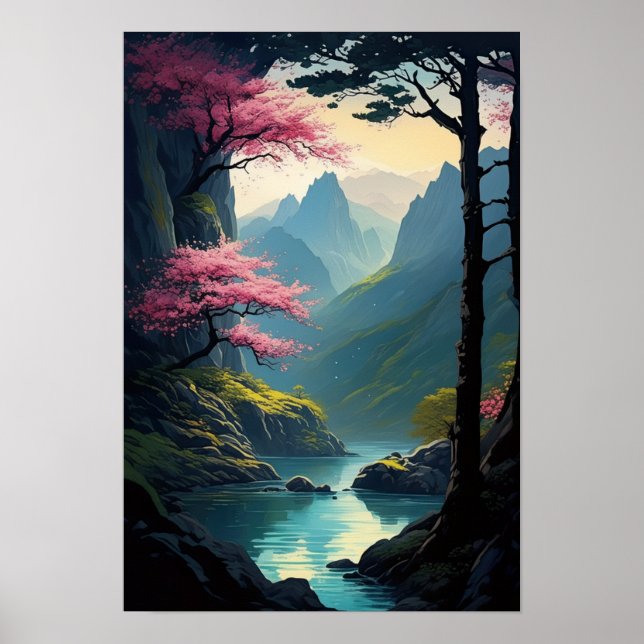 Floden och Cliffs i Captivating Canyon Poster (Framsidan)