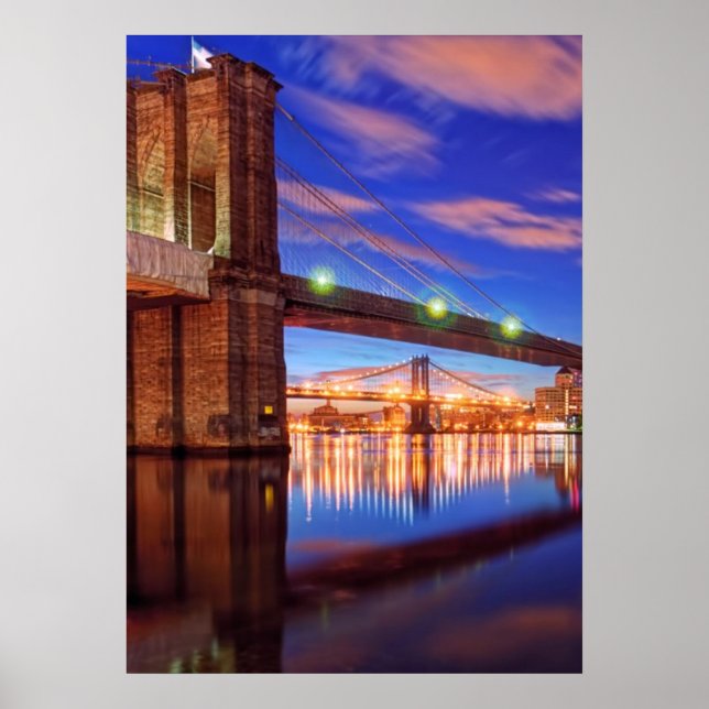 Floden Öster, Brooklyn Bridge, Manhattan Poster (Framsidan)