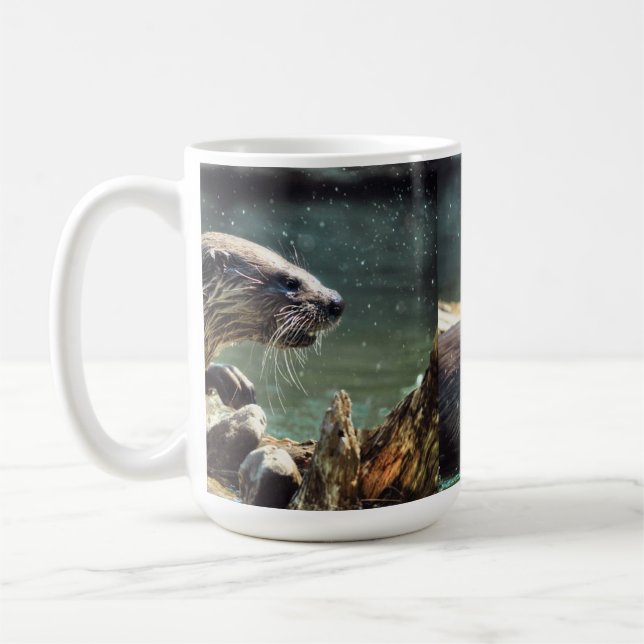 Floden Otter Animal-älskare Wildlife Photo Kaffemugg (Vänster)