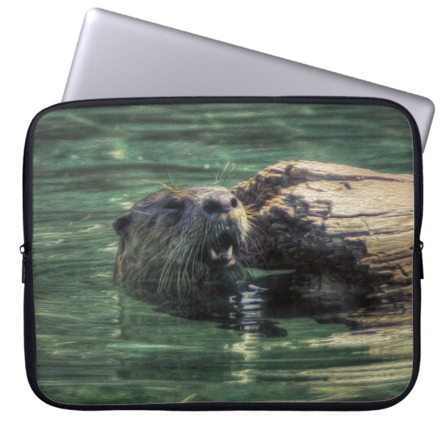 Floden Otter Animal-älskare Wildlife Photo Laptop Sleeve (Framsidan)