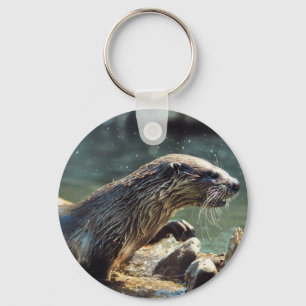 Floden Otter Animal-älskare Wildlife Photo Nyckelring