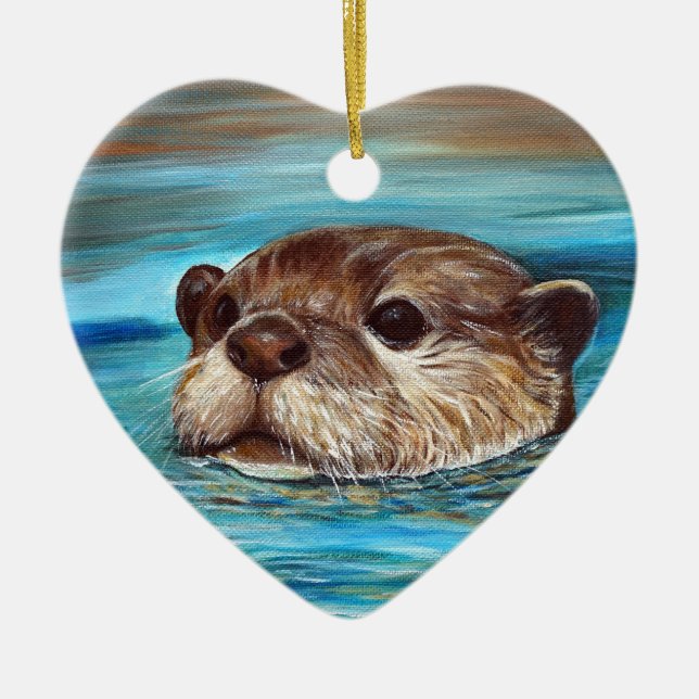 Floden Otter Painting Julgransprydnad Keramik (Framsidan)