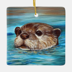 Floden Otter Painting Julgransprydnad Keramik