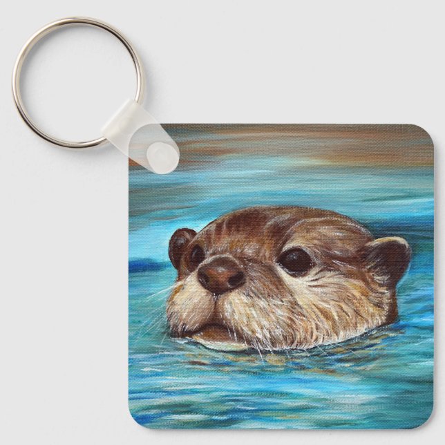 Floden Otter Painting Keychain Nyckelring (Framsida)