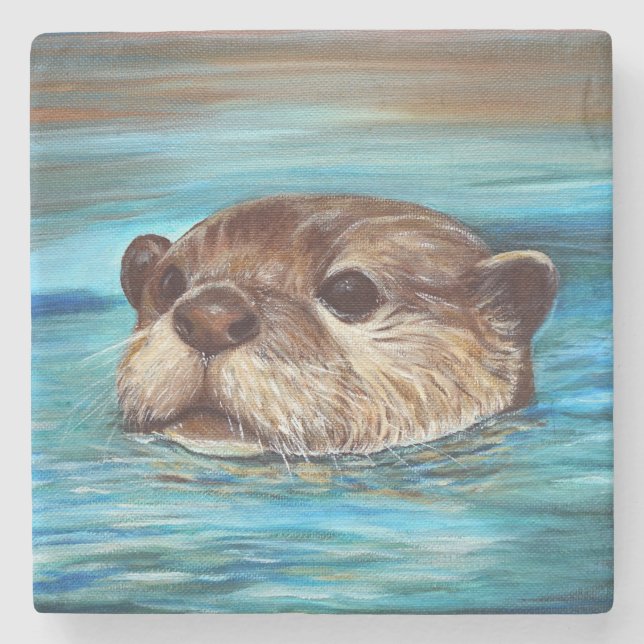 Floden Otter Painting Stenunderlägg (Framsidan)