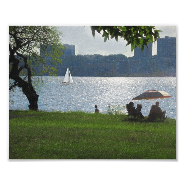 Floden på en varm sommarkväll fototryck (Framsidan)