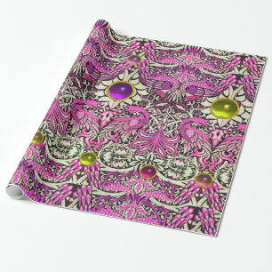 FLÖDEN,PEACOCKS,DRAGONER, GEM-STONER FÖR ROSA GULT PRESENTPAPPER