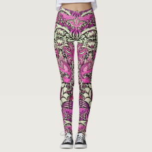 FLÖDEN,PEACOCKS,DRAGONS Rosa BLack White Fantasy Leggings