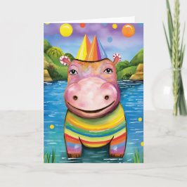 Floden Revels Hippo: Cute Barns födelsedag Card Kort
