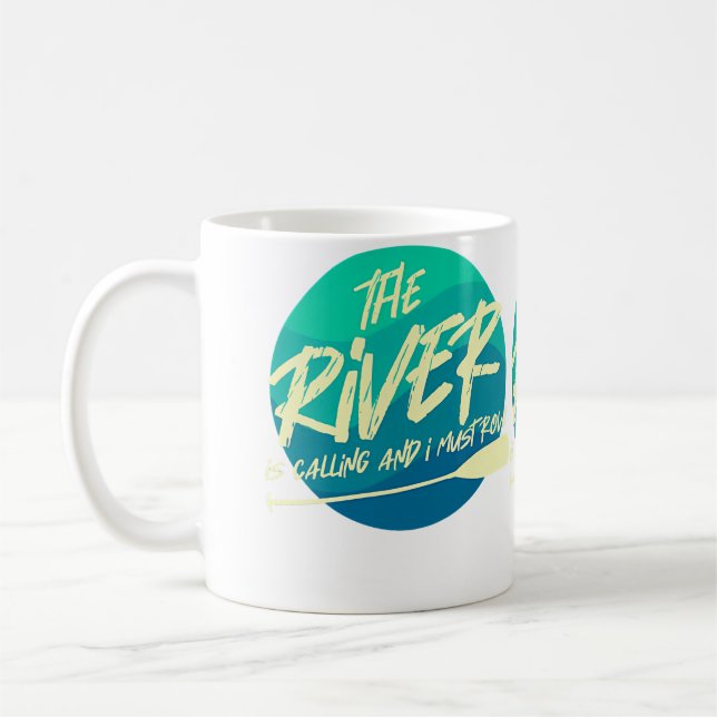 Floden ropar och jag måste roa mig Rolig flod R Kaffemugg (Vänster)