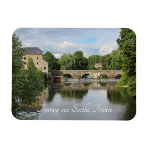 Floden Sarthe, Fresnay-sur-Sarthe, Frankrike Magnet