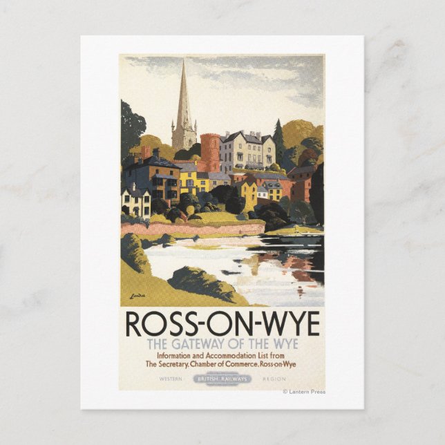 Floden Scene of Town British Railways Poster Vykort (Framsida)