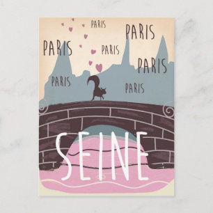 Floden Seine, Paris, frankrike vintage resor poste Vykort