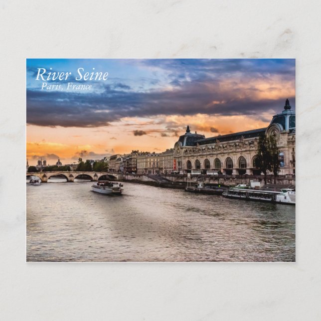 Floden Seine, Paris Postcard Vykort (Framsida)