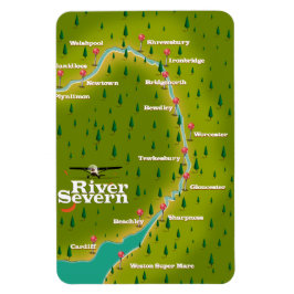 Floden Severn Wales England rese karta Magnet