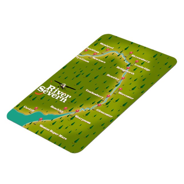 Floden Severn Wales England reser karta Magnet (Vänstra Sidan)