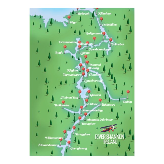 Floden Shannon Ireland Karta Fototryck (Framsidan)