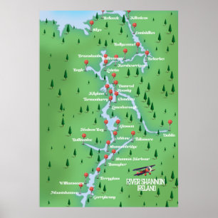 Floden Shannon Ireland Karta Poster